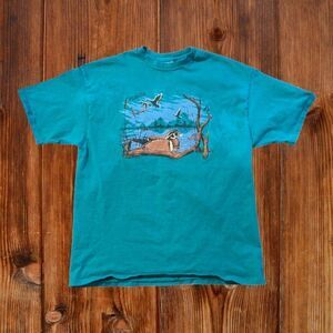 Vintage Florida Animal Print Travel Single Stitch Blue  Men's XL Shirt